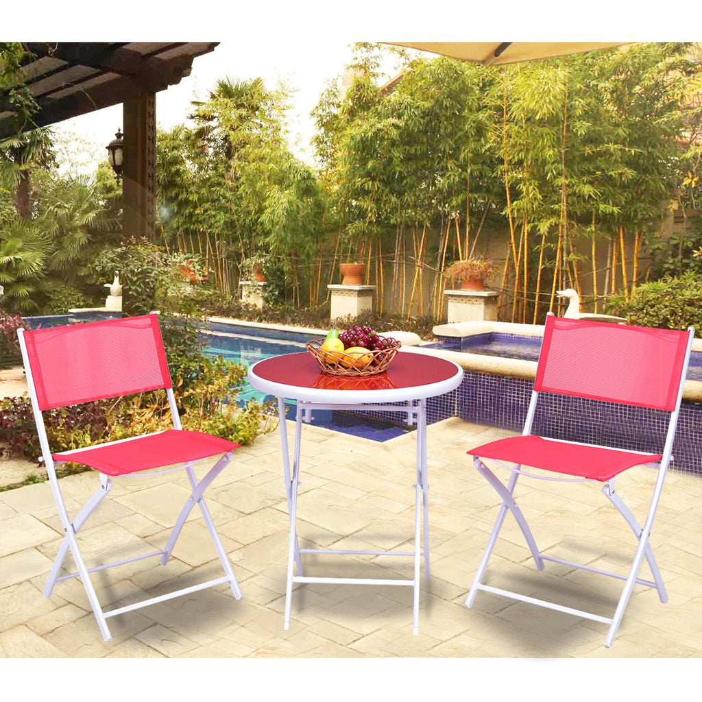 3 Pcs Folding Garden Patio Table Chairs Set